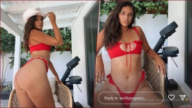 April Love Geary Flaunts Booty and Abs in a Red Thong Bikini This Fourth of July Weekend (View Hot Pics)